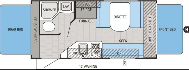 Rent trailer Denver Jayco 17C Floor Plan